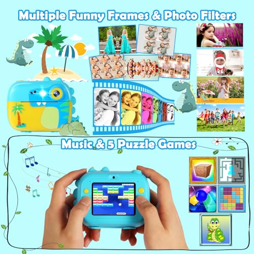 ARNSSIEN Kids Camera Instant Print,Children Digital Camera Toy with HD Video for Kids Aged 3-12,Christmas Birthday Festival Present for Girls Boys, 7 Rolls Instant Paper&32GB Card,M3 by ARNSSIEN - Image 5