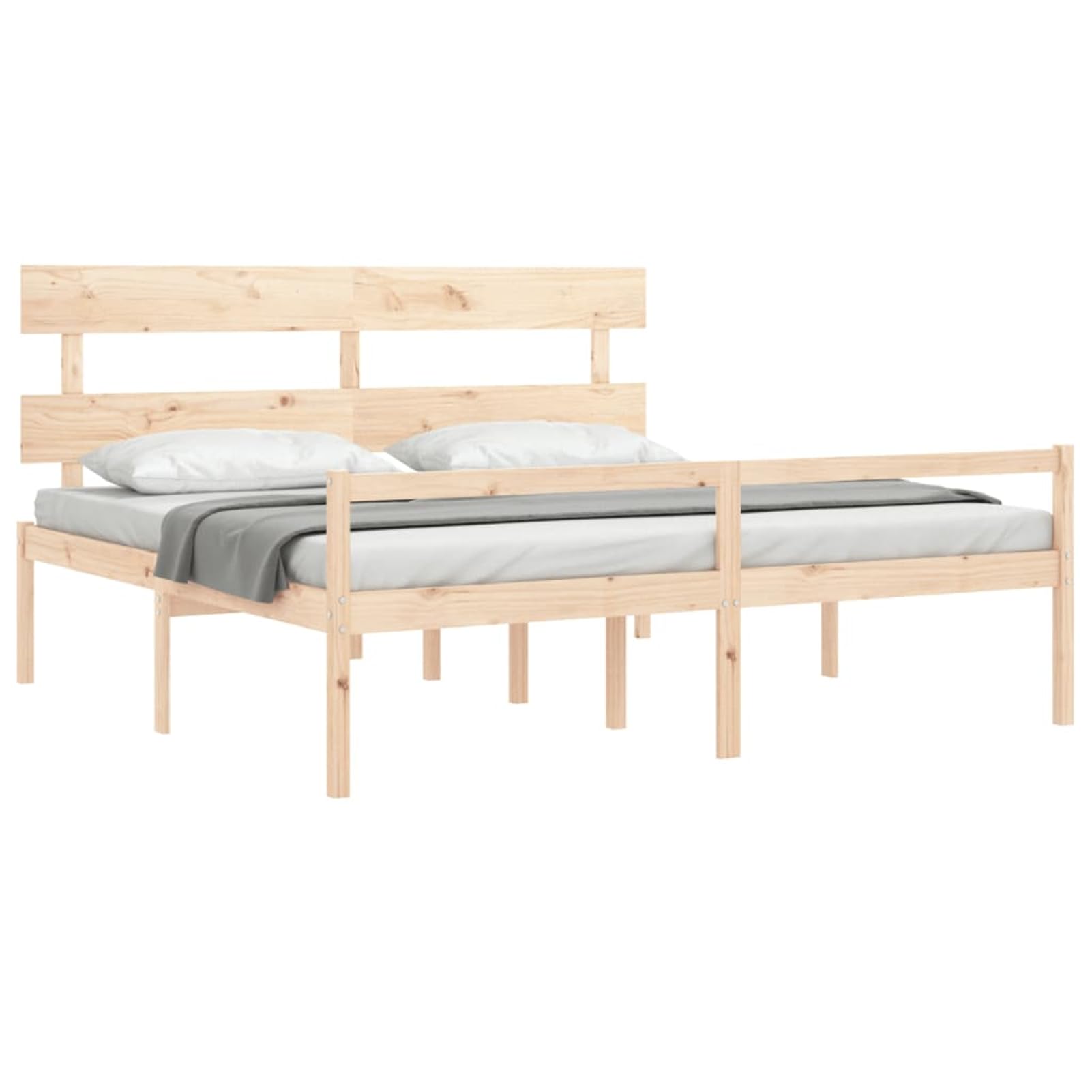 Homgoday Massives Kiefernholzbett 200x200 cm mit Stauraum, Seniorengerecht - 81 cm Höhe Model3195371