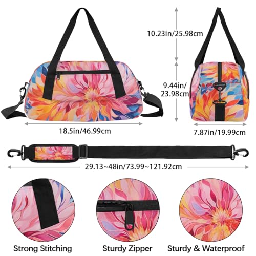 Mexican Colorful Flowers Kids Duffle Bag Boys Girls Small Sport Dance Gym Bag for Overnight Travel Weekender Carry On4