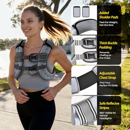 PACEARTH Weighted Vest,6lb/8lb/10lb/12lb/16lb/20lb/25lb/30lb Weight Vest with Reflective Stripe, Body Weight Vests for Women, Men, Weight Loss Workout, Strength Training, Running, Walking, Jogging by PACEARTH - Image 3