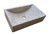 Terrazos Cantalejo Lavabo de Piedra Blanco y Negro - sobre encimera