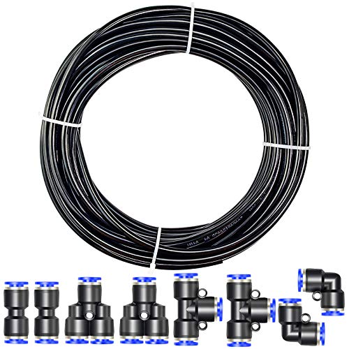 Tailonz Pneumatic Black 3/8 Inch od 10 Meters PU Air Tubing Kit Pipe Hose Air Line Tubing Or Fluid Transfer Pneumatic tubing (3/8 PU Tube)