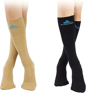 SkatingSpirit Knee High Figure Skating Socks (2 Pairs) - Non-Slip Wide Cuff, Seamless Toe for Ice Skaters