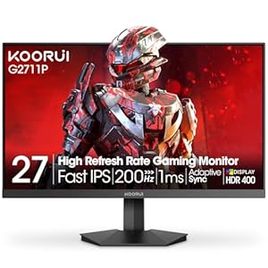 KOORUI – Monitor de juegos de 27 pulgadas, 165Hz, IPS, FHD 1920 x 1080, 1ms, sincronización adaptativa, montaje VESA , inclinación ajustable, 2 x HDMI 2.0 y DisplayPort 1.4, GN06, negro