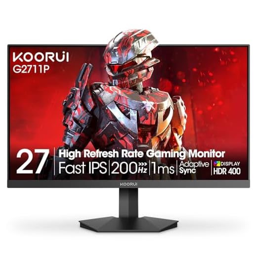 KOORUI 27 inch Full HD 1920 x 1080p PC Gaming Monitor, 165Hz 1ms, DCI-P3 90% Color Gamut, Adaptive-sync, FreeSync Premium, 2 x HDMI, DisplayPort,Black