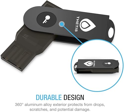 Miniatura 3 de Llave de seguridad FIDO2 [diseño plegable] Thetis USB universal de autenticación de dos factores (tipo A) para protección multicapa (HOTP) en