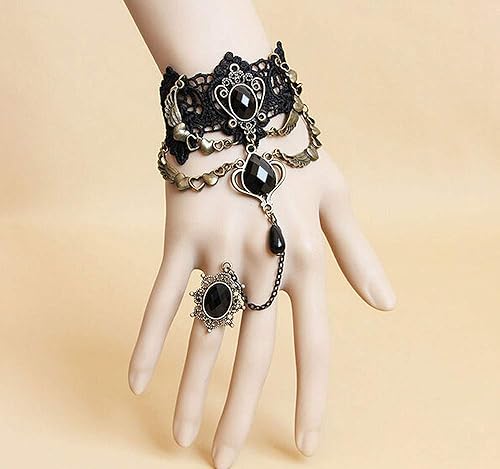 Miniatura 3 de Gargantilla de encaje con pulsera, juego de gargantilla de encaje gótico, vintage, hecho a mano, retro, victoriano, vampiro, punk, collar, pulsera
