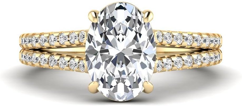14K Gold IGI Certified 2.93 Carat Oval Cut Split Shank Lab Grown Diamond Ring for Womens Engagement Wedding Anniversary (2.5 Ct, E, VS1)