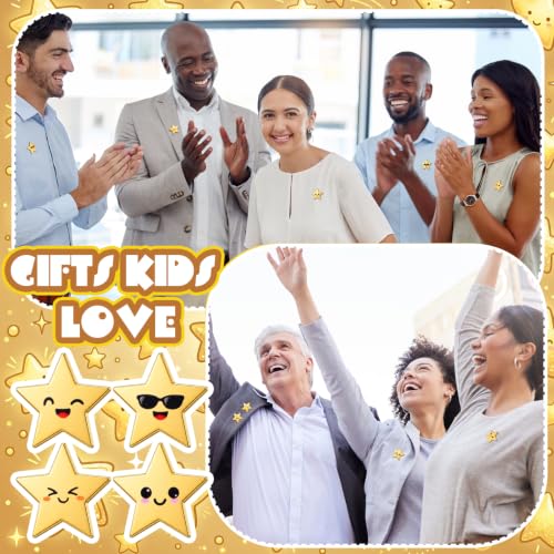 Image of Lyrow 25 /50 /100 /150 /300 Pcs Gold Star Pins Bulk golden Metal Y2k Motivational Pins for Patriotic Veterans Day Bckpack Brooch Lapel