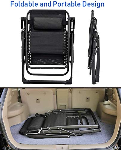 Tumbona plegable silla de gravedad cero extra ancha y resistente 3