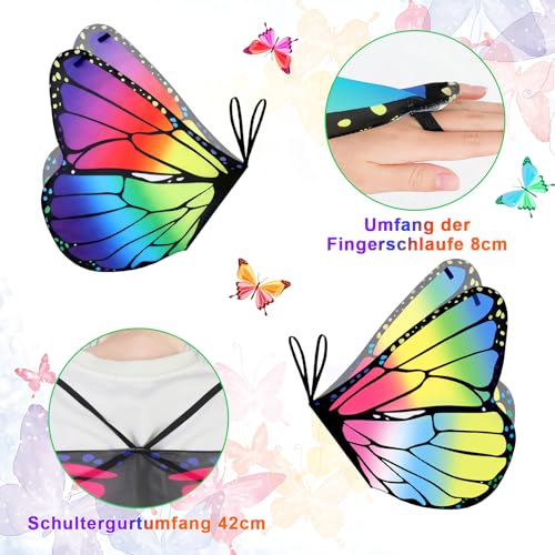 Kinder Schmetterlingsflügel,2 Stück Schmetterlingsflügel Kinder und 3 Stück Schmetterlings Gesichtsbedeckungen,Schmetterling Umhang Flügel Kostüm Schmetterlings Flgel Pixie Cape für Jungen Mädchen