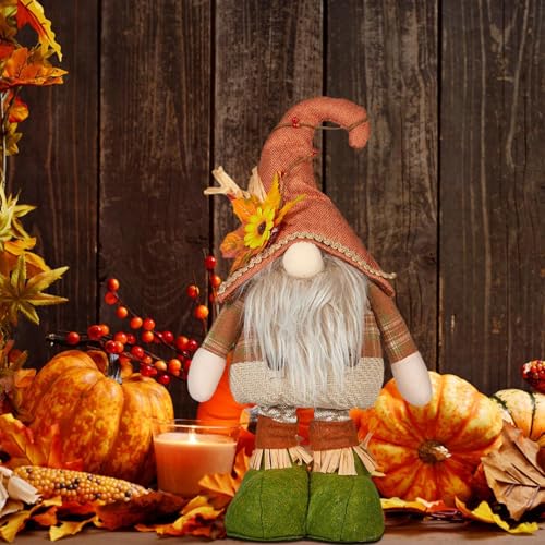 GNOME mit ausziehbaren Beinen, Herbstdeko Wichtel mit Ausziehbaren Beinen, Herbstgnom im Stehen, Stehende Zwerge zum Erntedankfest, 50cm Autumn Dekoration Plüsch Figuren – Bild 5