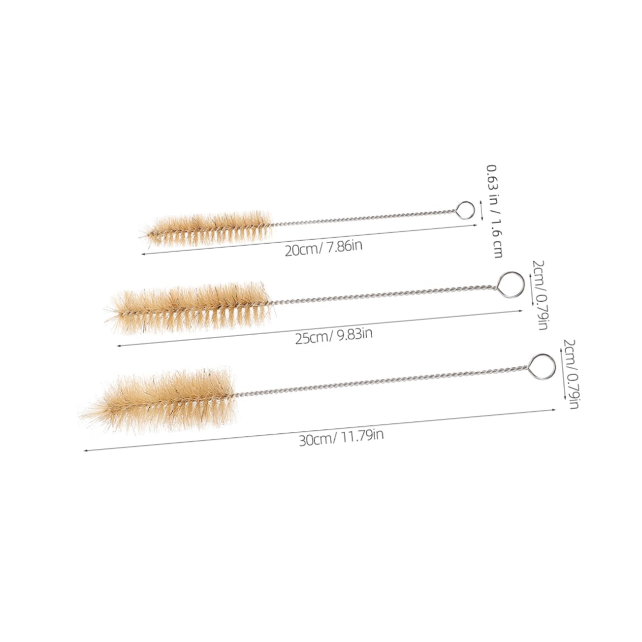 VILLFUL 6pcs Laboratory Cleaning Brush Flask Test Tubes Test Tube Wash Brush Test Tube Brush Bottle Cleaning Brush for Lab Jar Cleaning Brush Test Tube Scrub Brush Beige Stainless Steel