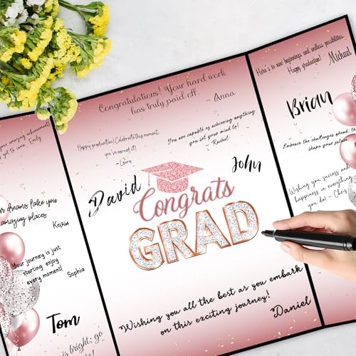 Image of Graduation Decorations 2025 Guest Book, Grad Party Decorations Class of 2025, Rose and Gold Theme