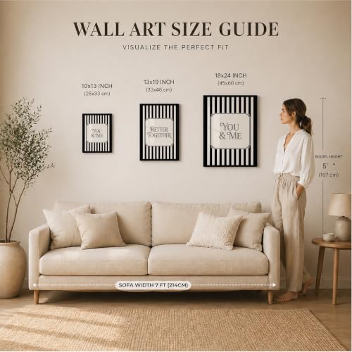 Image of Suneree You and Me Better Together Wall Art Set of 2 Framed Paintings | Couple Quote Black White Vintage Poster | Bedroom Home Decor (Art 21, 10x13 Inches, Black)