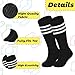 Sea Zaela 4 Pairs Kids Soccer Toddler Soccer Youth Athletic Football Toddler Knee High Socks Girls Boys Black+White+Bule+A Black 3-6 T