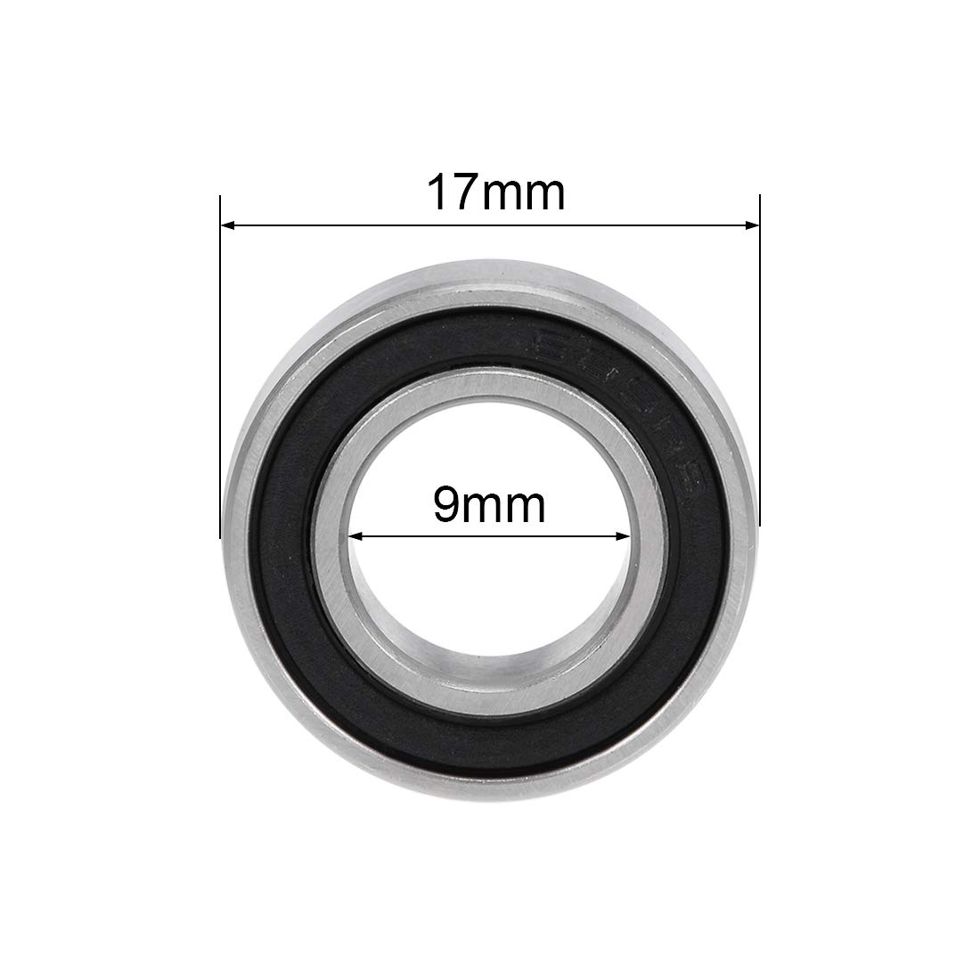 uxcell 689-2RS Deep Groove Ball Bearings 9mm Inner Dia 17mm OD 5mm Bore Double Sealed Chrome Steel Z2 5pcs