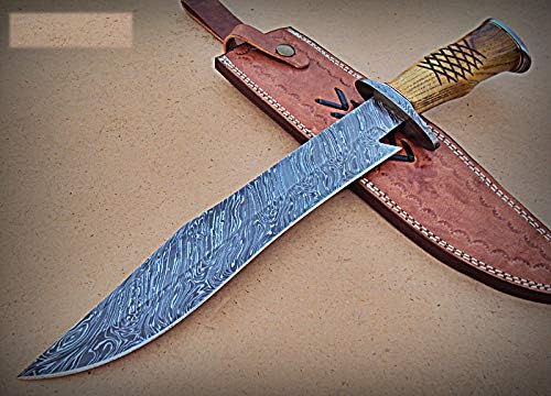 RG-204 Handmade Damascus Steel 15 Inches Bowie Knife - Beautiful Work on Apricots Wood Handle