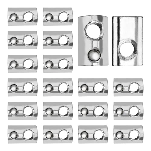 AUXBC 20PCS 5/16”-18 Threaded Steel Roll in T-Nut with Ball Spring, Silver T Spring Nut, T Slot Nuts Accessory Hardware for Aluminum Extrusion Profile Rail