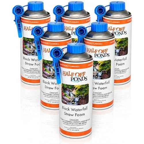 Black Waterfall Foam Sealant Spray - 6 Pack, 16oz Straw Can