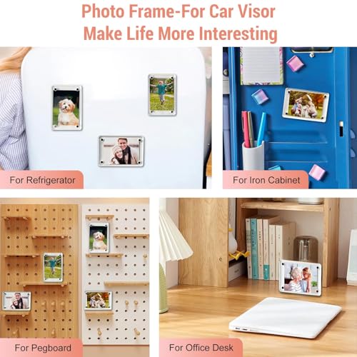 4 x Auto Bilderhalter, Personalisierter Auto Bilderrahmen, Acryl Fotohalter, magnetischer Auto Sonnenblende, Foto Clip, Visier Clip, Fotorahmen, hängende Dekoration, Autozubehör für Mutter, Ehemann