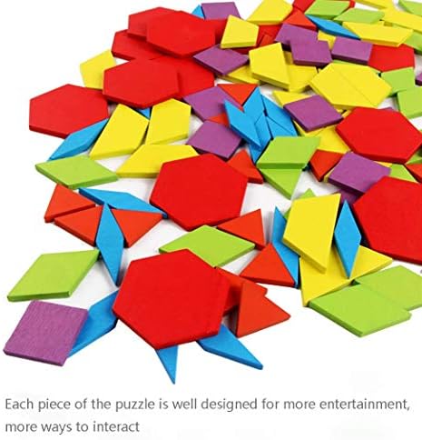 Max-Cool 155 Pcs Wooden Pattern Blocks Set Geometric Shape Puzzle Kindergarten Classic Educational Montessori Tangram Toys for Kids Ages 3-8 with 24 Pcs Design Cards 4 51LIPc9b5sL. AC