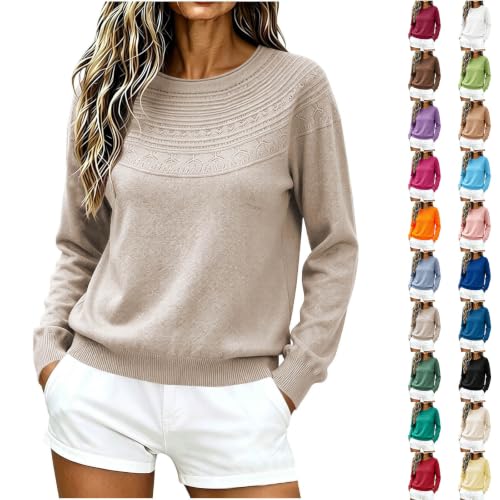 Sweater for Women 2026 Fall Winter Trendy Knit Pullover Cozy Crewneck Tops - image 1