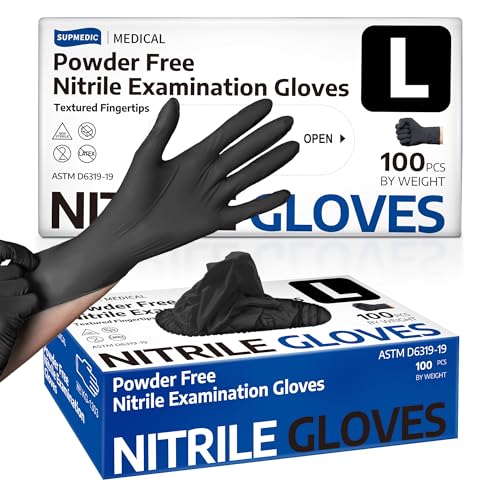 1,000 ct] Nitrile Gloves | Latex-Free | Powder-Free | Black | Large
