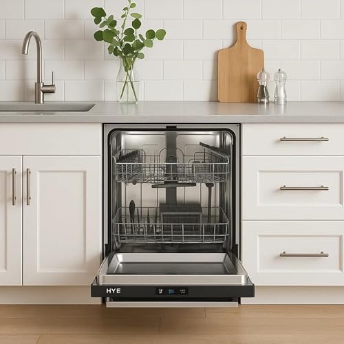 HYE Fully Integrated Dishwasher 60cm – Built In Dishwasher, 14 Place Settings, Quick Wash 29 Mins, 49dB Quiet Operation, Energy Rated E, Silver - DW01B14PS19 - Image 8