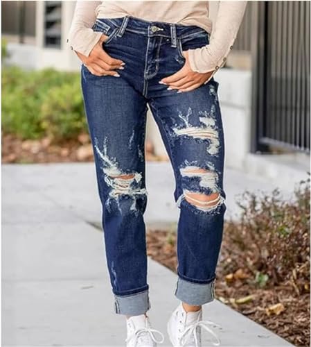 Mypeachd Jeans, Mypeachd Pants, My Peachd Jeans, Tummy Control Distressed Cuffed Boyfriend Jeans for Women2