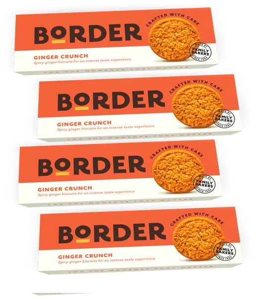 Border Biscuit Fiery Ginger Crunch 135g - Made with Real Ginger - With Warming Spicy Aroma - Deliciously Crunchy Treat - Perfect Food Gift for Biscuit Lovers (Pack of 4)