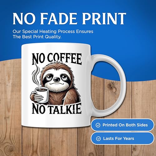 Tazón de café No Coffee No Talkie perezoso animal divertido 11 oz miniatura 5