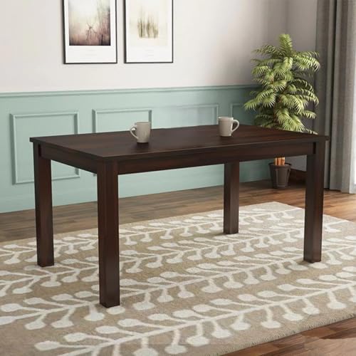 Image of Sheesham Wood Dining Table (57 * 34 * 30 inch) | Multi-Purpose uses Home and Office Desk | Dining Room Furniture | Wooden 6 Seater Dining Table | (Walnut Back-Cut)