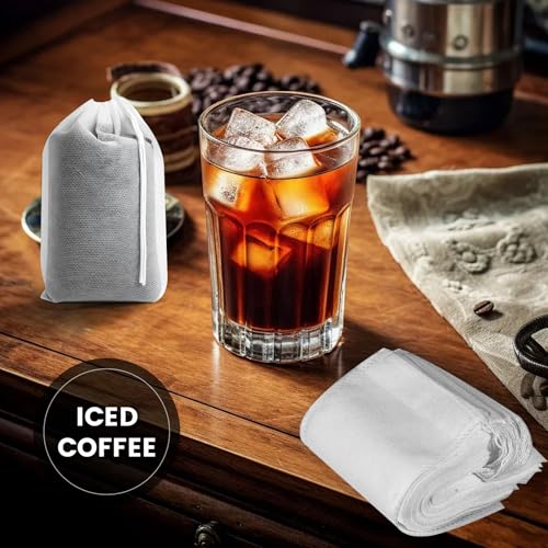 Image of Cold Brew Bags, 120 Count Brew Coffee Filter Bags, 4x6 Inch | Disposable Fine Mesh Drawstring Pouches, Fits Mason Jars & French Press, Ideal for Cold Brew, Coffee, Tea, Herbs & Spices