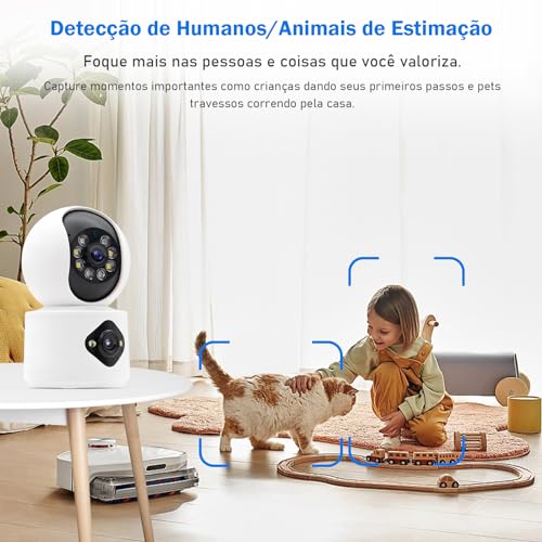 Camera de Segurança WiFi para Casa, Camera Inteligente Sem Fio para Interior, Baba Eletronica com Ca