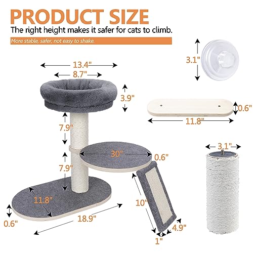 Topmart Cat Tree,19.6''H, Window Mountable Cat Tower for Indoor Cats with 4 Strong Suction Cups, Cat Condo with Sisal Scratching Post and Board for Kittens