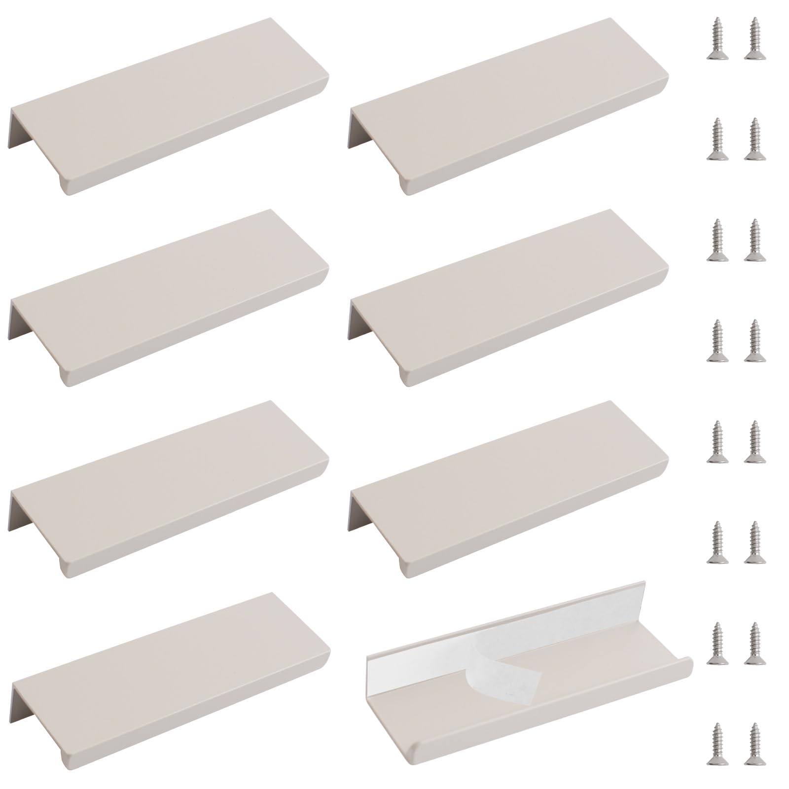 MOROBOR Finger Edge Pull, 8pcs Concealed Modern Style Drawer Handles Aluminum Alloy Invisible Wardrobe Handle Adhesive Self-Stick Instant Pulls for Cabinet Hardware Drawer,100mm/Cashmere Gray — image 1