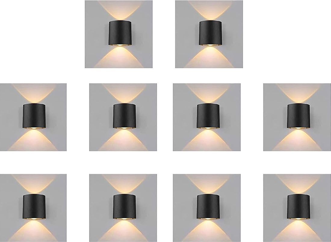 updown Light 1+1 Warm White Water Proof Post Light Outdoor Lamp (Black) Pack of-10-image-8