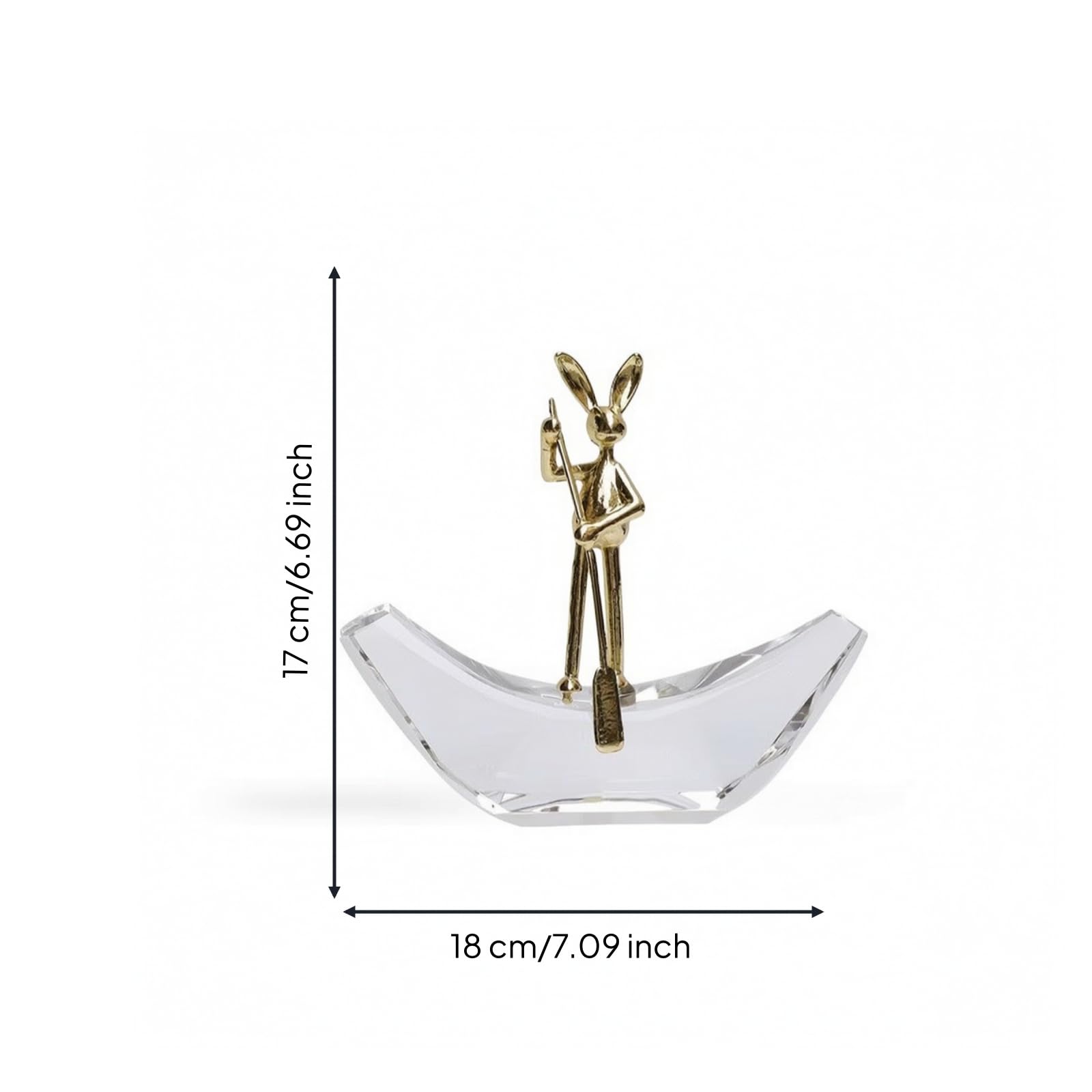Escultura de Cristal Conejo Decorativo Figura Artística Silueta Estilizada Base de Cristal Metal Pulido Adecuada para Bibliotecas Repisas de Vitrinas, Conejo De Cristal En Bote Transparente