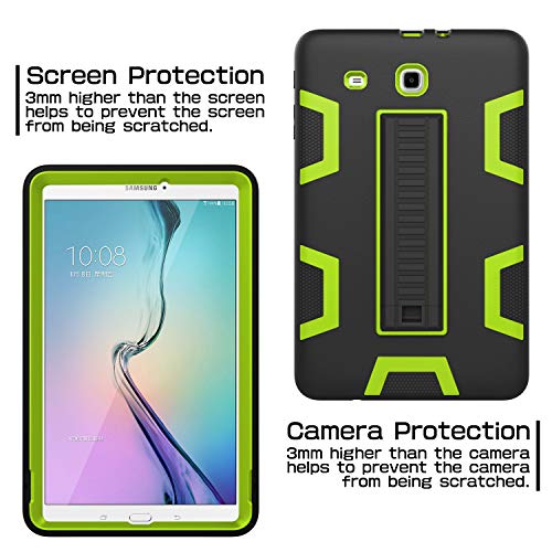 Tianli Samsung Galaxy Tab E 9.6 Case Anti-Scratch Shockproof Three Layer Full Body Armor Protection With Sturdy Kickstand Anti-Fingerprint Case For T560 T560Nu T560Nz T567V,Black Lemon Yellow #TOP2
