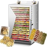 Commercial Freeze Dryer, 8/12/18 Layers Food Dehydrator, Stainless Steel Trays Fruit Dryer, 12H Timer, 30-90℃ Temperature Control for Jerky, Herb, Beef, Dog Treats, Vegetables(18layer)
