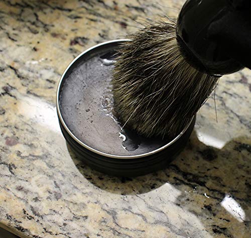 Charcoal Shave soap | Redwood & Saffron | Mens Natural solid shaving cream | Moisturizing | Oat Protein || Made in Canada - Muslim Cosmetics - Black Saffron (2oz TIN)