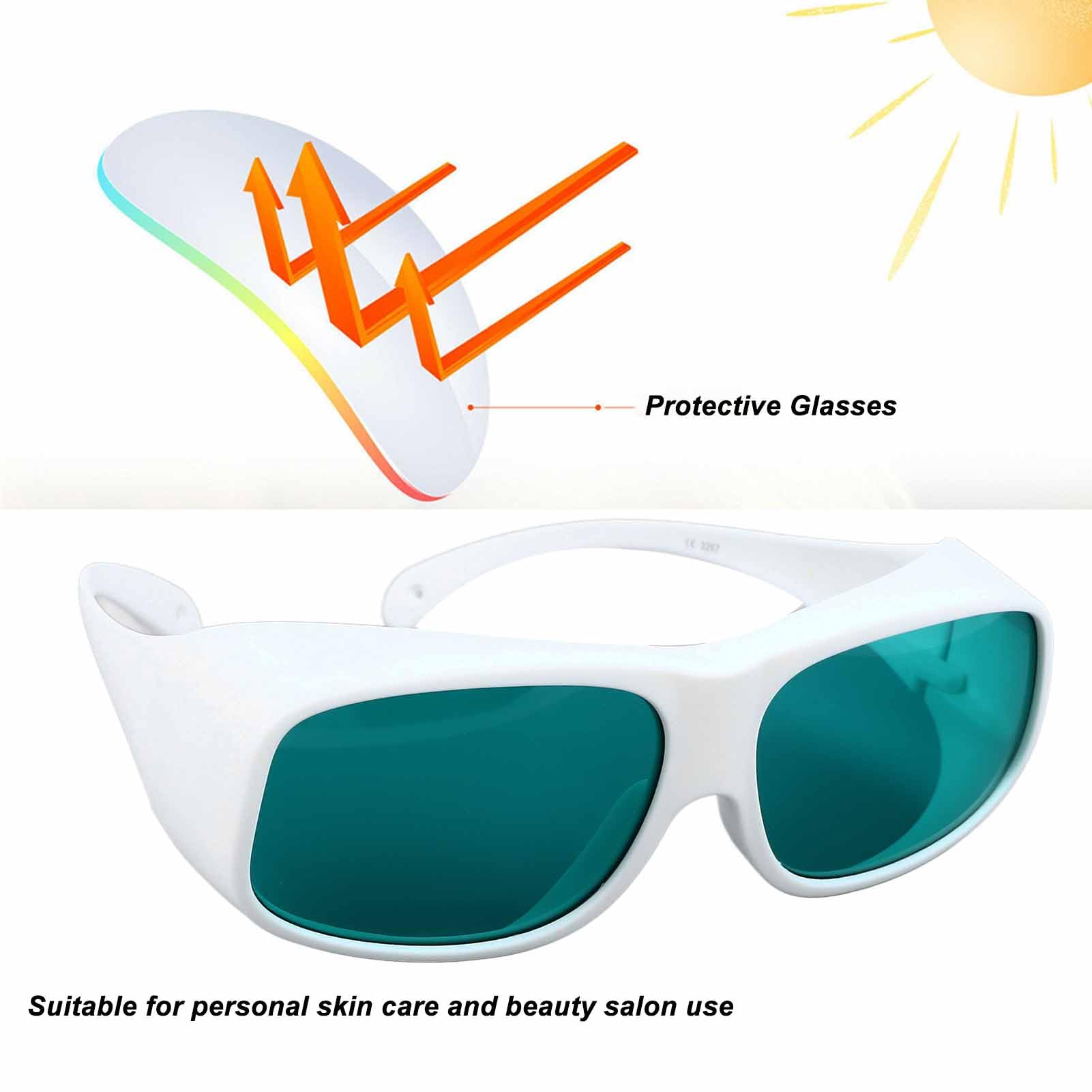 Generic Oświetlenie Okulary Ochronne Zapewniające ochronę Oczu Przed Szkodliwym Promieniowaniem o Długości Fali od 650 do 808 Nm do Zabiegów Kosmetycznych Elegancka Biała Oprawka 1 Zestaw