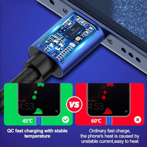 Image of CyvenSmart USB Type C Cable 10ft, [2 Pack] USB A 2.0 to USB-C Fast Charger Extra Long Durable TPE Cord Compatible with Samsung Galaxy A10 /A20 /A51 /S10 /S9 /S8 Plus /Note 9 /8,LG V50 V40 G8 G7 Thinq-Navy