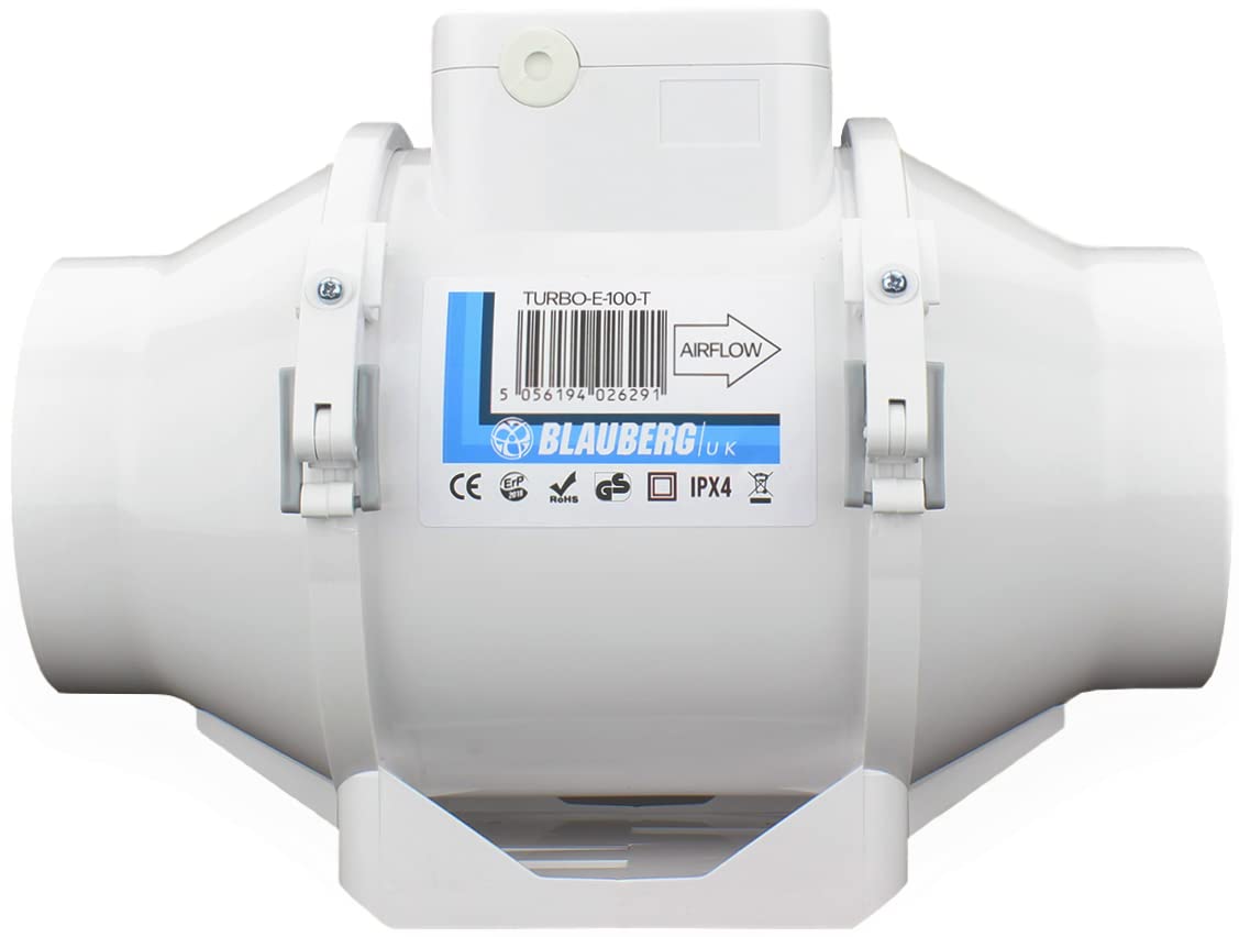 Buy 100mm 4 inch dia Inline Bathroom Fan with Run on Timer Loft