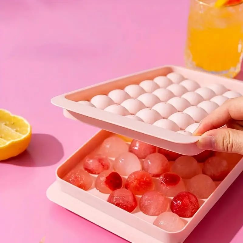 Miniatura 6 de 4 bandejas de bolas de hielo de 33 cuadrículas, bandeja de cubitos de hielo de 5.7 x 9.6 pulgadas, rosa (4 piezas)