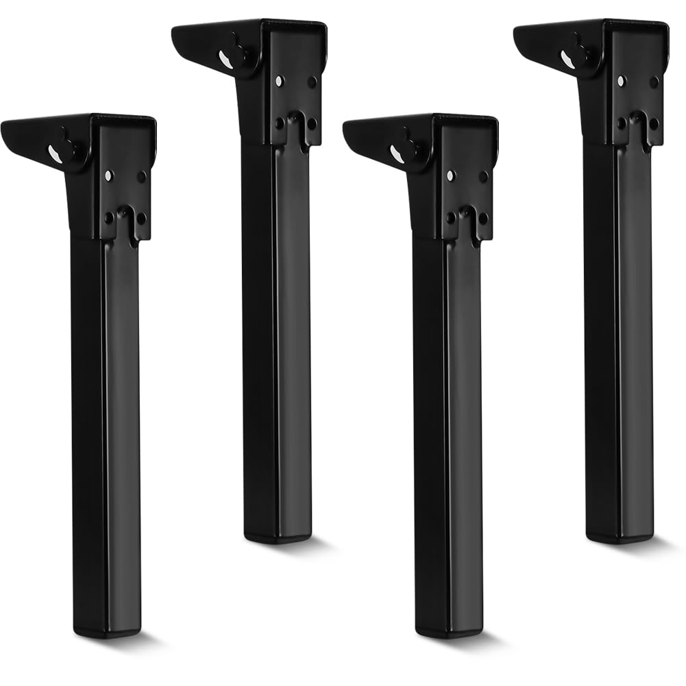 4 metalowe nogi do biurka, 60 cm, składane nogi do mebli, składane czarne nogi stołowe, nogi meblowe z ochronnikami podłogowymi, nogi szafki do łóżka, nogi