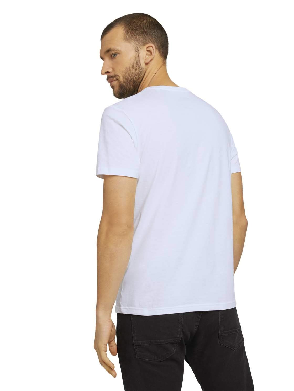 TOM TAILOR Herren T-Shirt mit Logo-Print aus Bio-Baumwolle