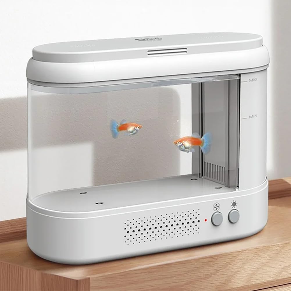 Acrilico Betta BASCHE di Betta, Mini Acquario Completamente Chiuso per Pesce Pesce Betta/Pesce Rosso/Pet Fish, Tavolo Desktop Top Kit di Serbatoio di Piccoli Pesci