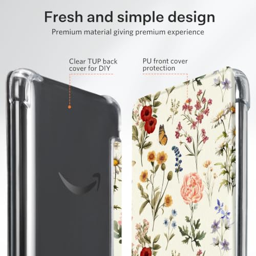 Image of CoBak Case for 6 inch Kindle 11th Gen (2024 and 2022 Release) - Ultra Slim Transparent Clear TPU Back Shell Protective Cover with Auto Wake /Sleep for Kindle 11th Generation 2024 Release, AntiqueFloralia